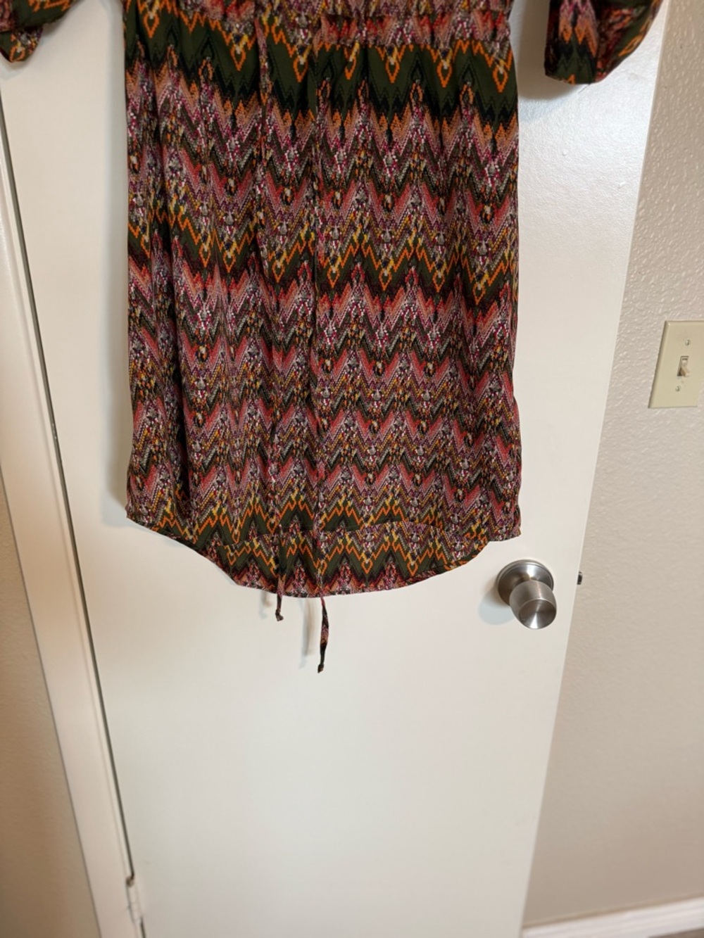 Tacera Pink and Black Chevron Tie-Waist Mini Dress - Picture 5 of 13